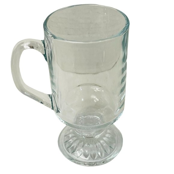 Vintage Crystal Coffee Beer Beverages Mugs Plain Footed Pedestal Clear - Picture 3 of 7